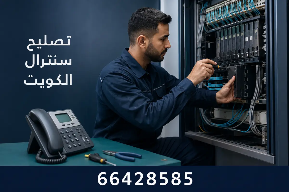 فني بدالات يفحص لوحة السنترال في الكويت